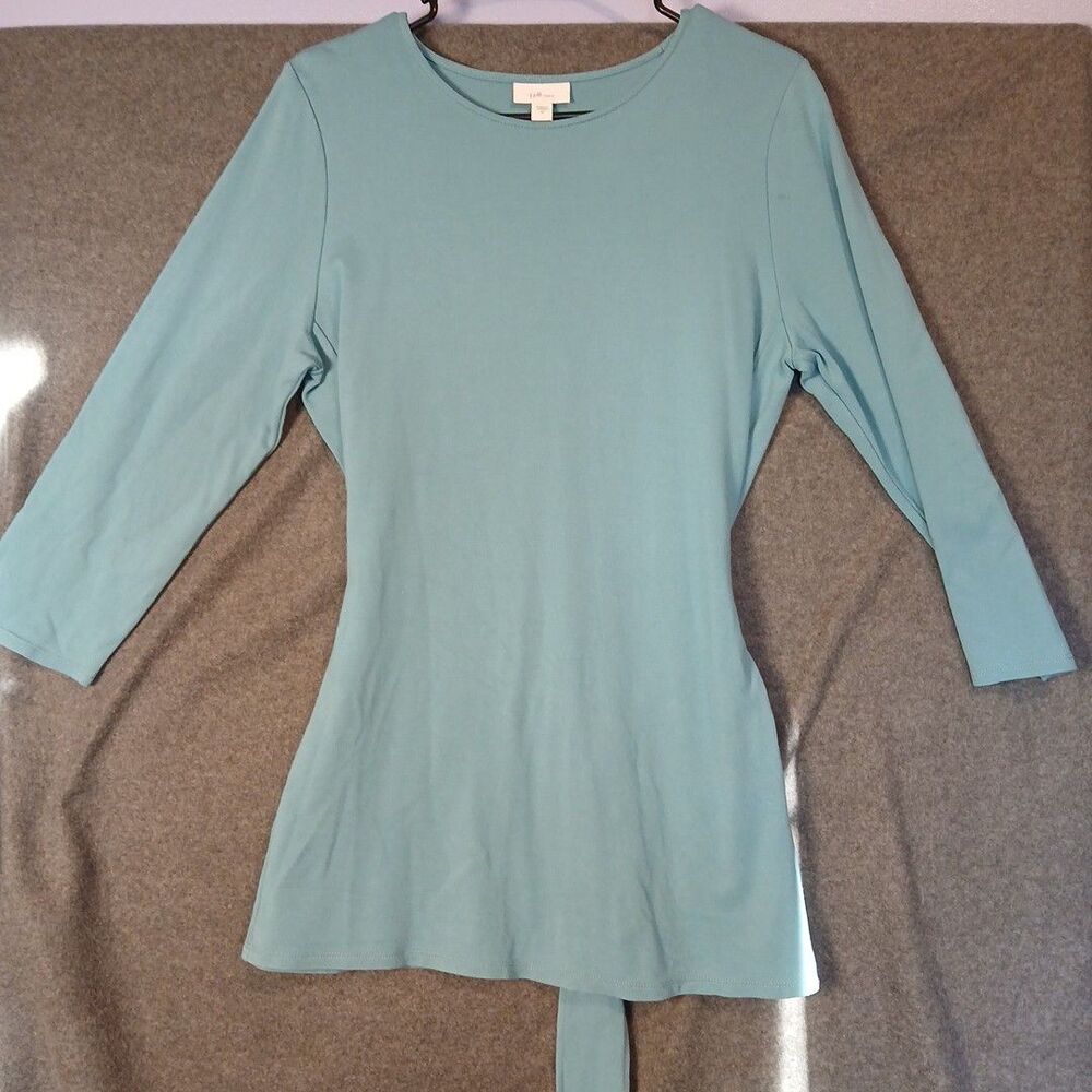 J. Jill Ponte Tunic Size M Stretch Boat Neck 3/4 Sleeve Green Jersey Knit